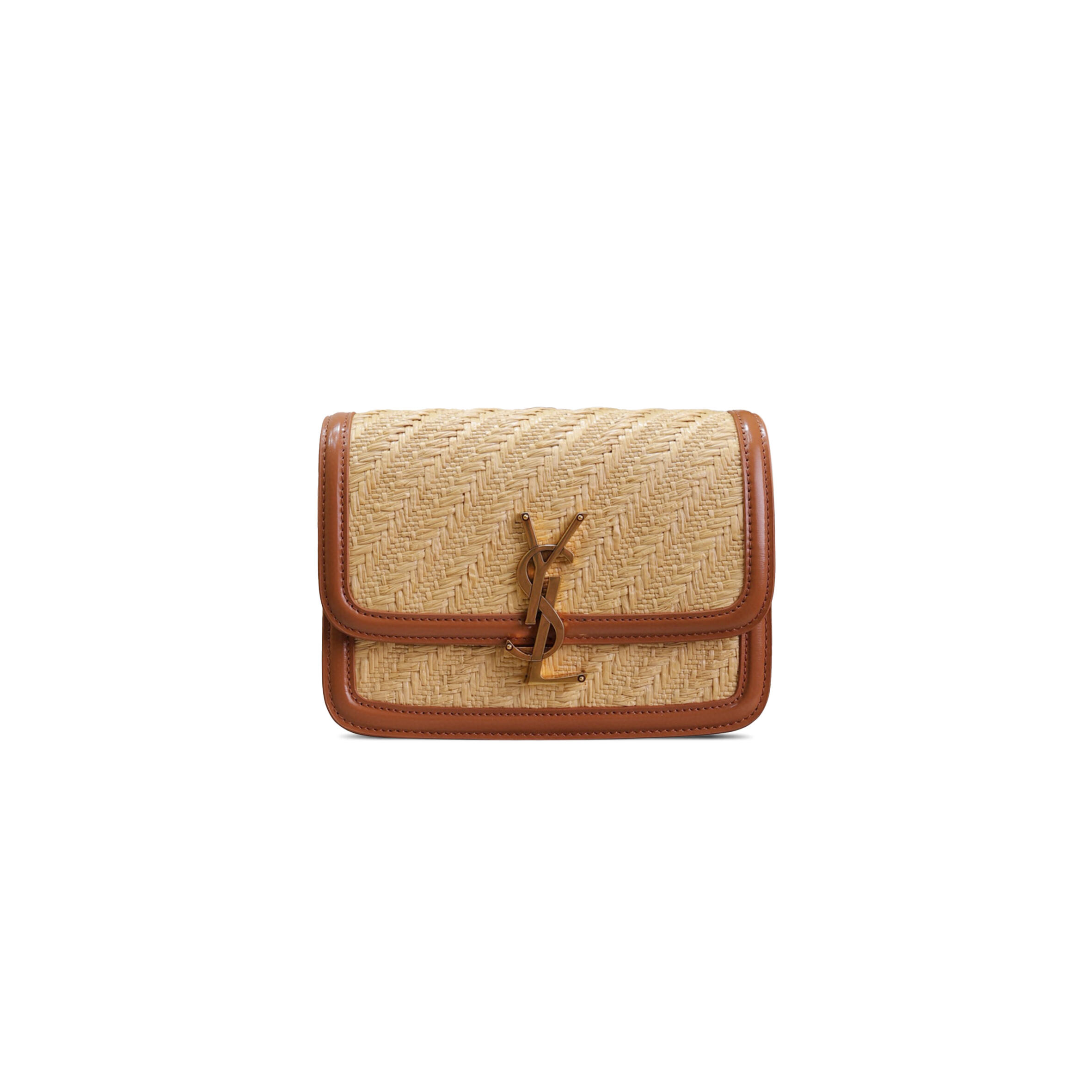 YSL SOLFERINO SMALL SATCHEL IN RAFFIA AND LEATHER 634306 (19*13*5cm)